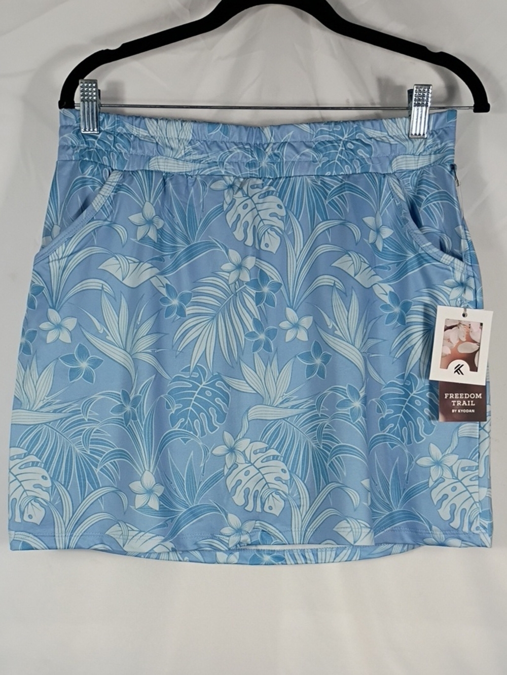 NWT Kyodan Leaves Blue Tropical Print Jersey Skort Womens Sz Small Freedom Trail